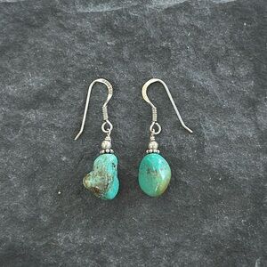 Howlite Turquoise Stone Sterling Silver Dangle Earrings